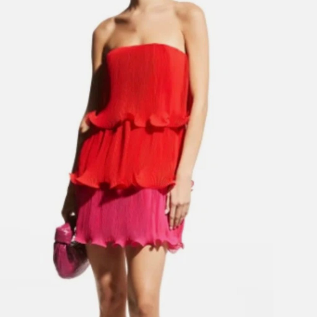 Milly Sylvie Pleated Strapless Chiffon Dress Size 12 New W/Out Tags